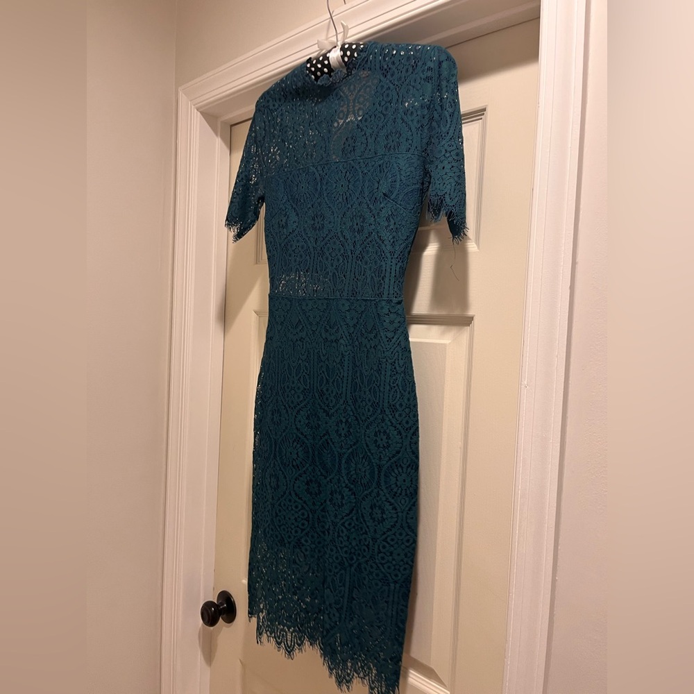 Lulu's Teal Lace Midi Dress